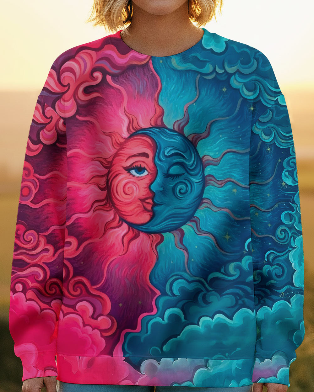 HIPPIE SUN MOON ART ALL OVER PRINT - TLTW1012251