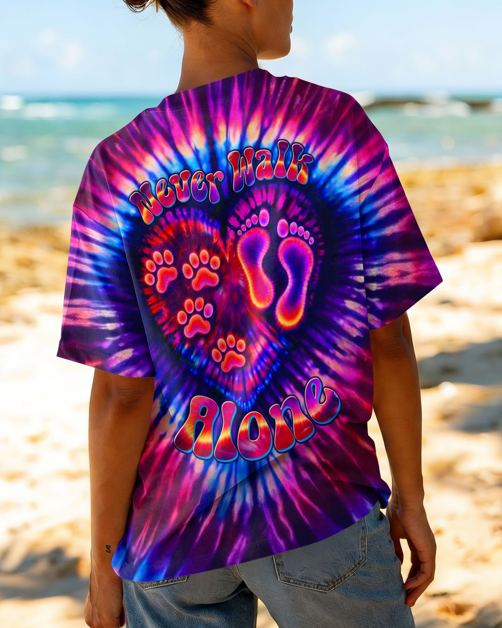 NEVER WALK ALONE PAW PRINT SWIRL ALL OVER PRINT - TLTW1103261