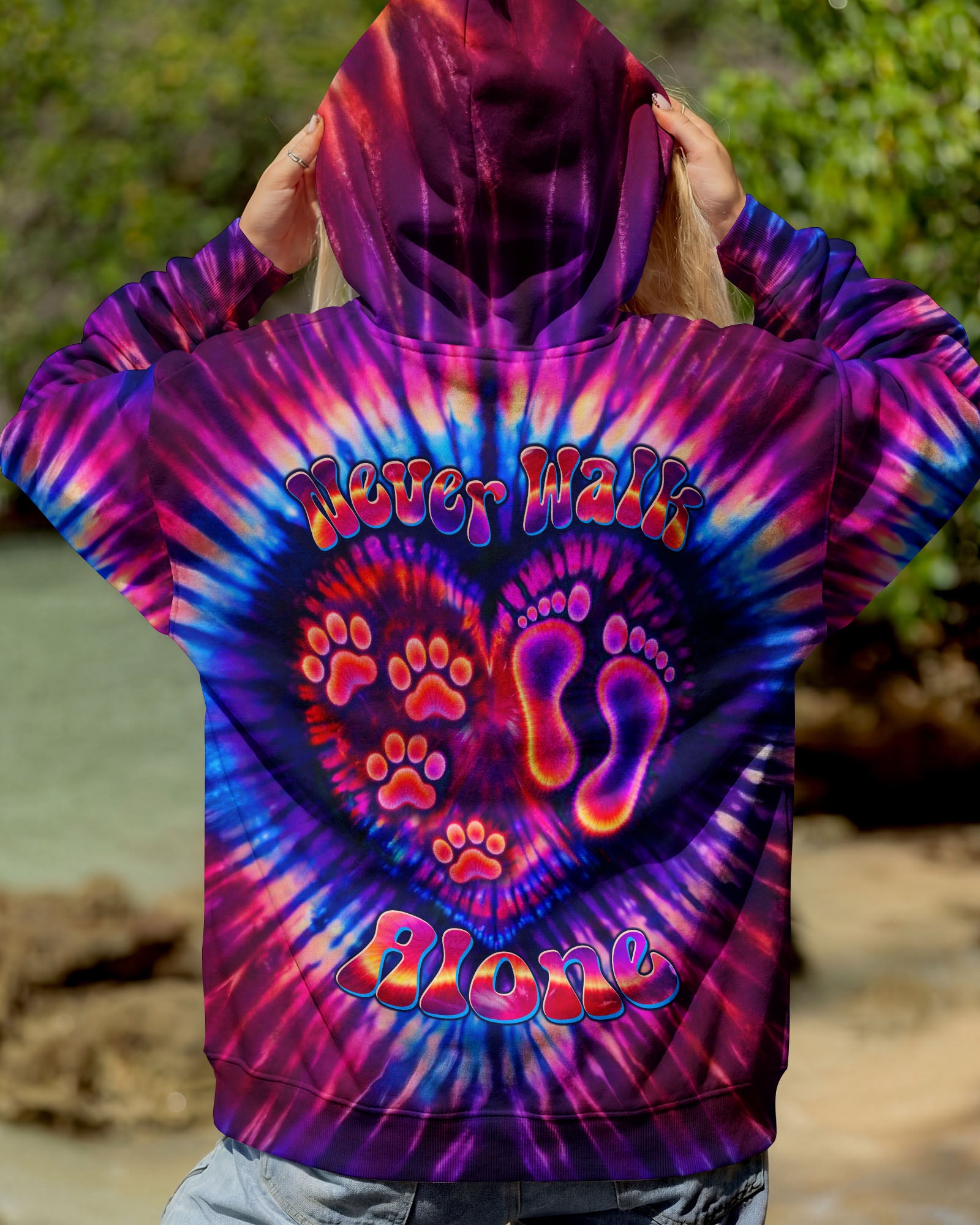 NEVER WALK ALONE PAW PRINT SWIRL ALL OVER PRINT - TLTW1103261