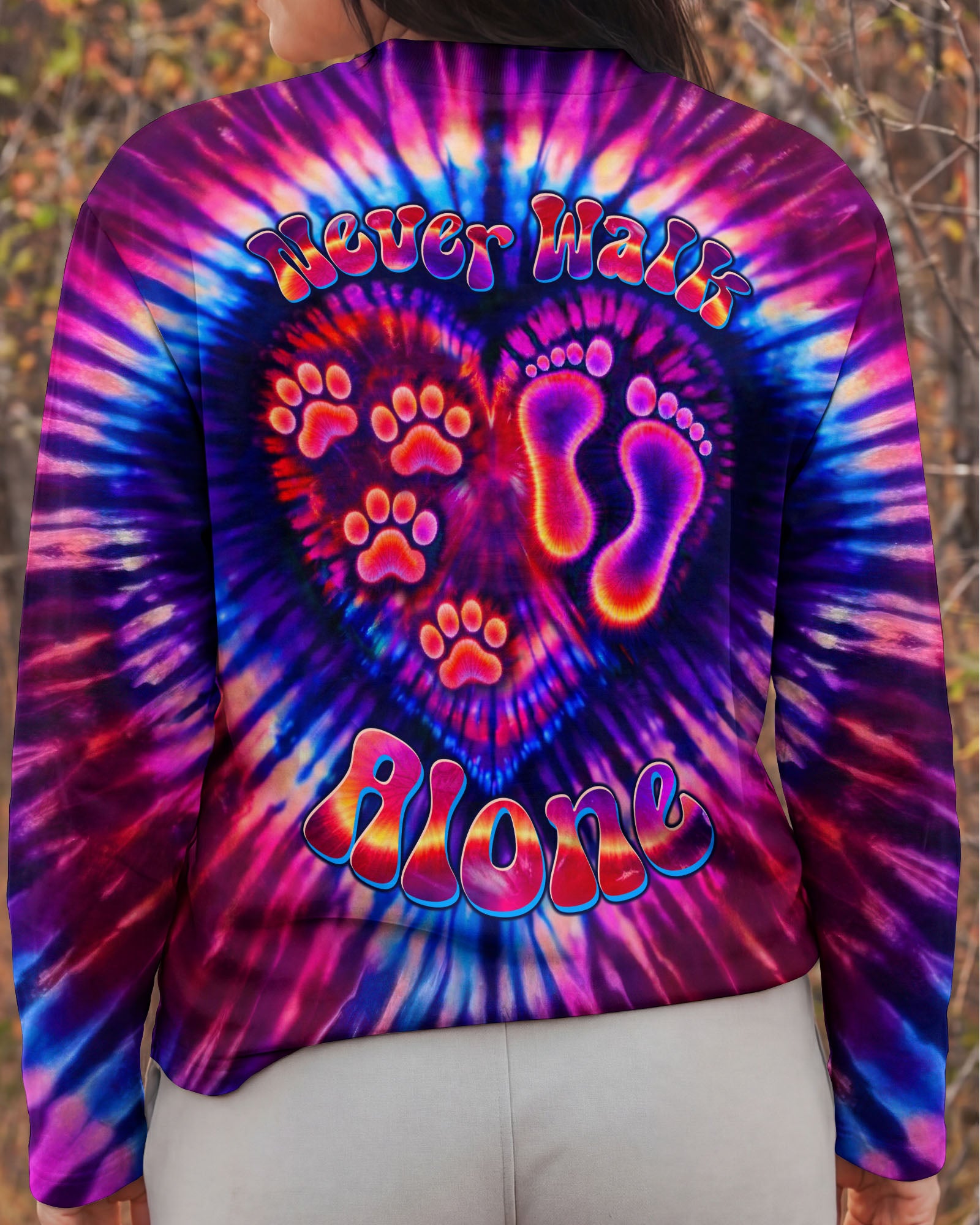 NEVER WALK ALONE PAW PRINT SWIRL ALL OVER PRINT - TLTW1103261
