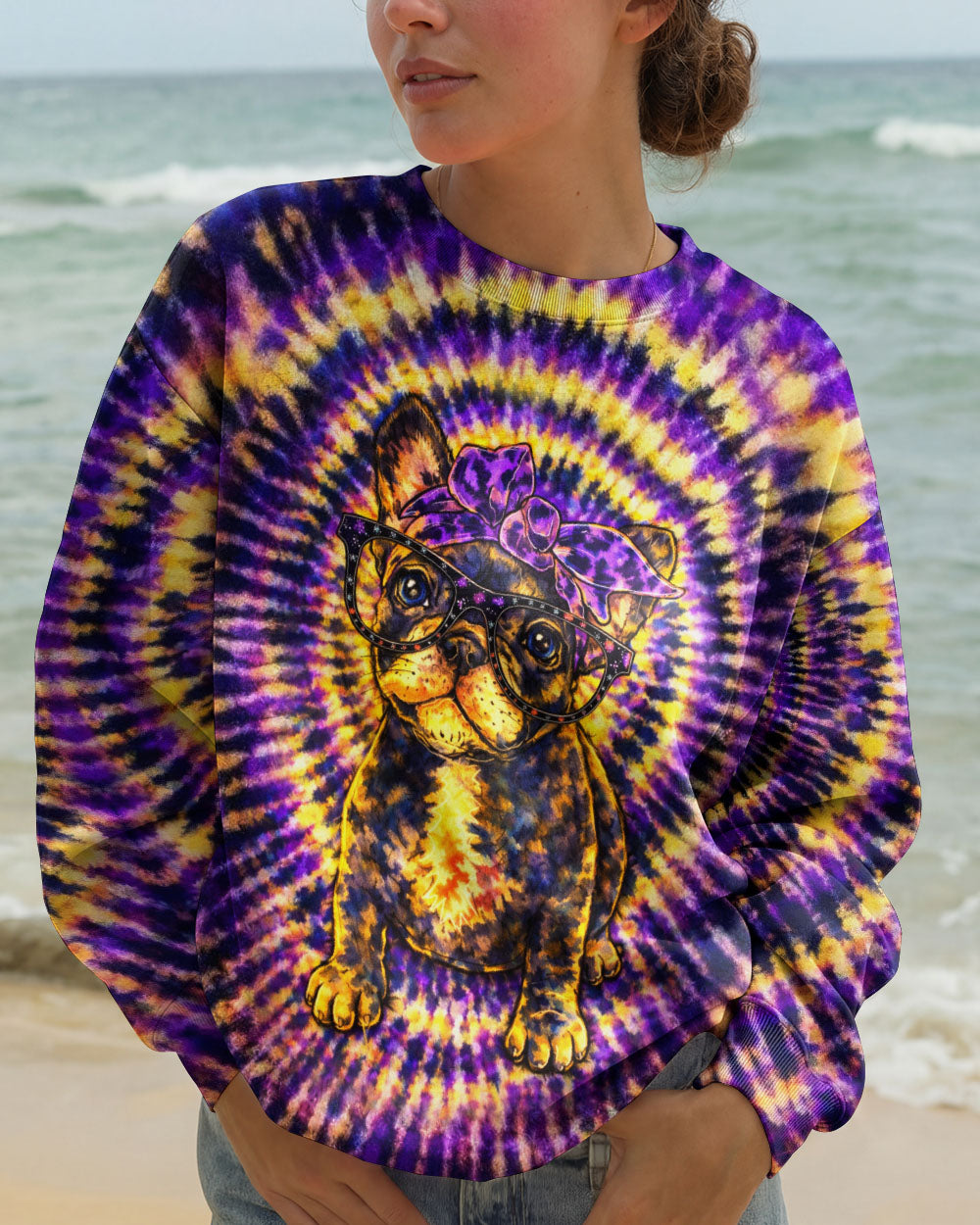 FRENCH BULLDOG PURPLE & YELLOW SWIRL ALL OVER PRINT - TLTW1103263
