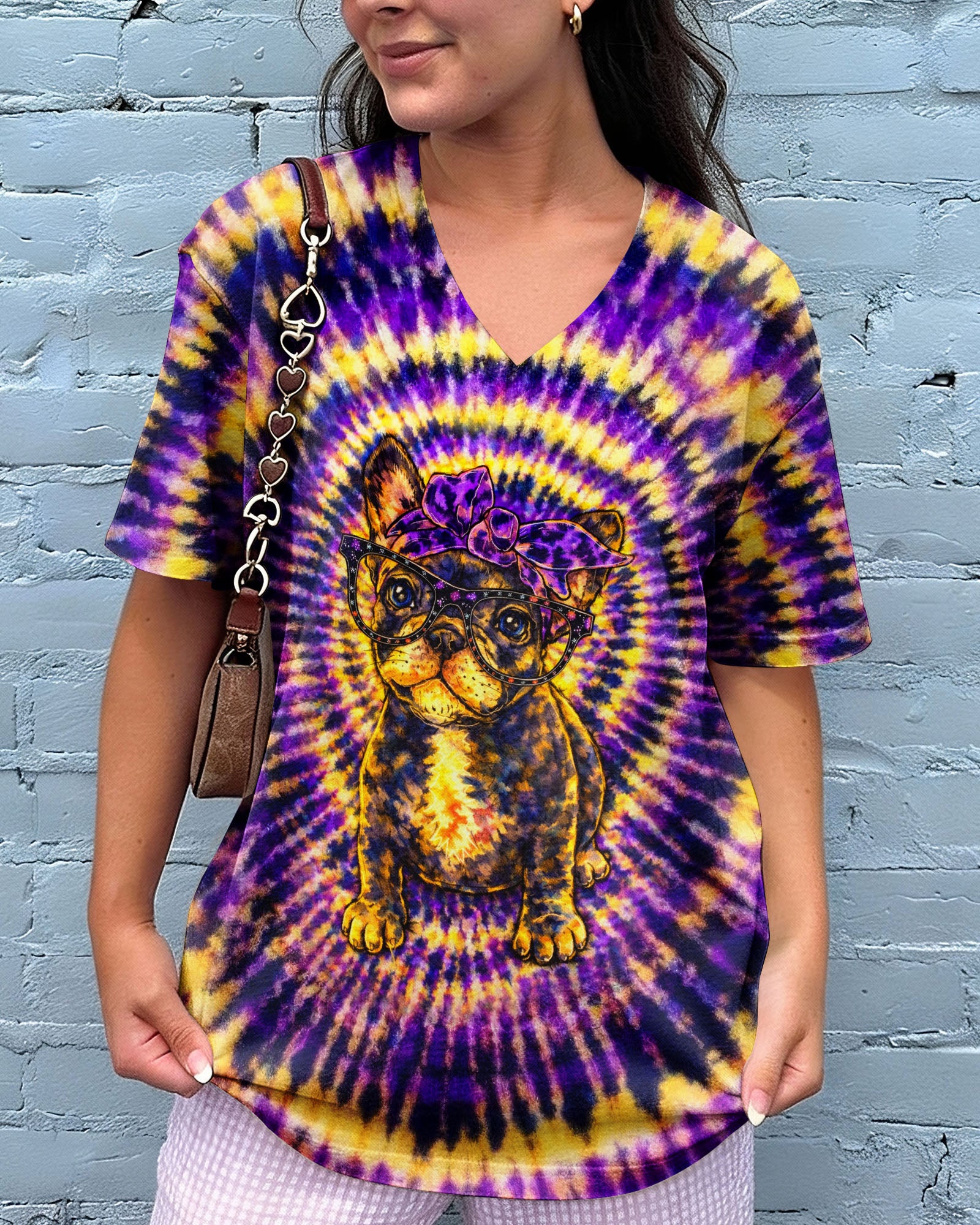FRENCH BULLDOG PURPLE & YELLOW SWIRL ALL OVER PRINT - TLTW1103263