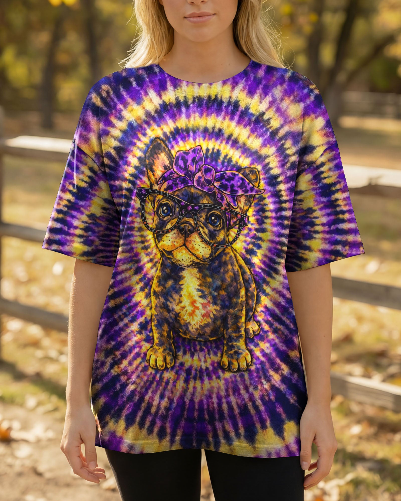 FRENCH BULLDOG PURPLE & YELLOW SWIRL ALL OVER PRINT - TLTW1103263