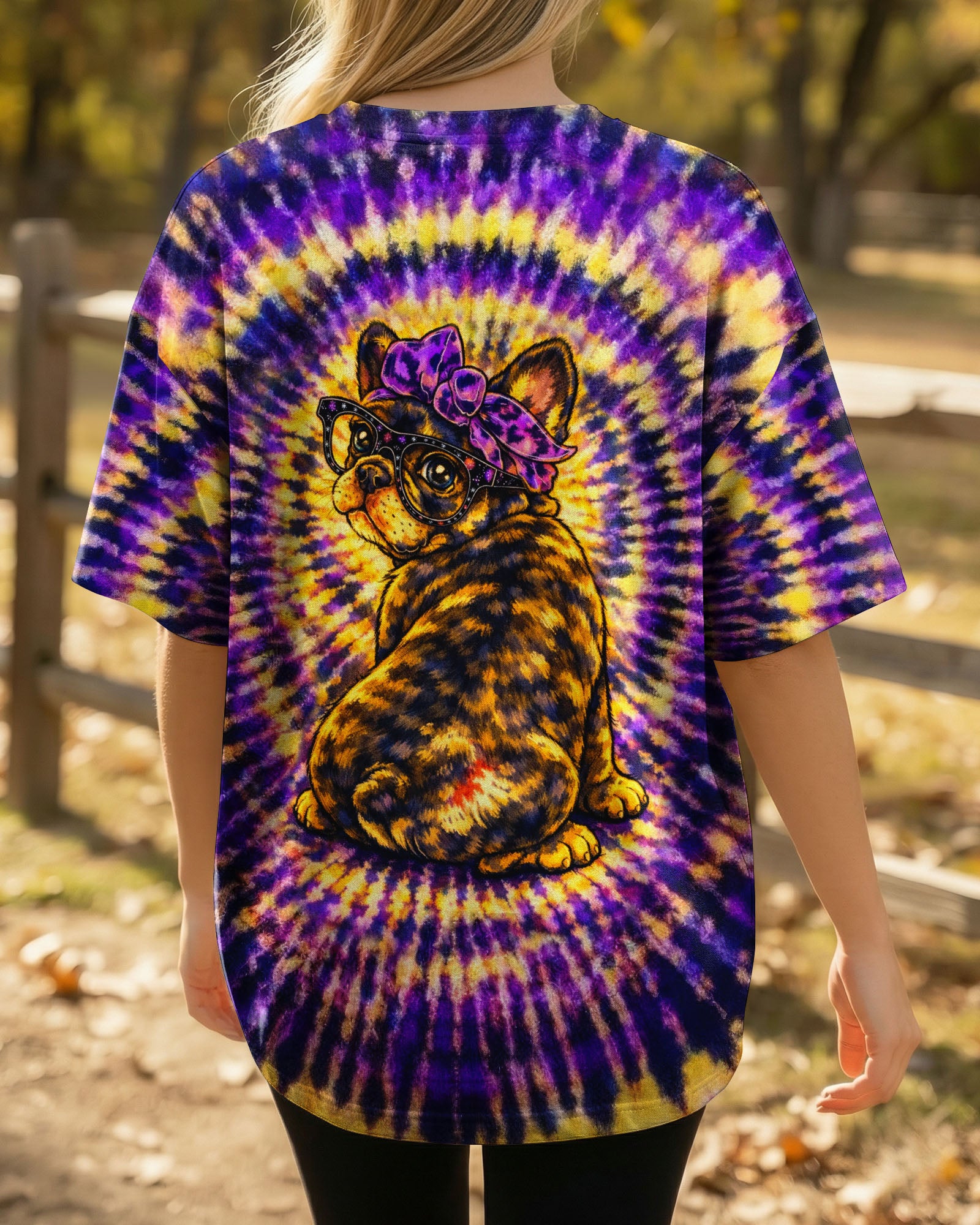 FRENCH BULLDOG PURPLE & YELLOW SWIRL ALL OVER PRINT - TLTW1103263