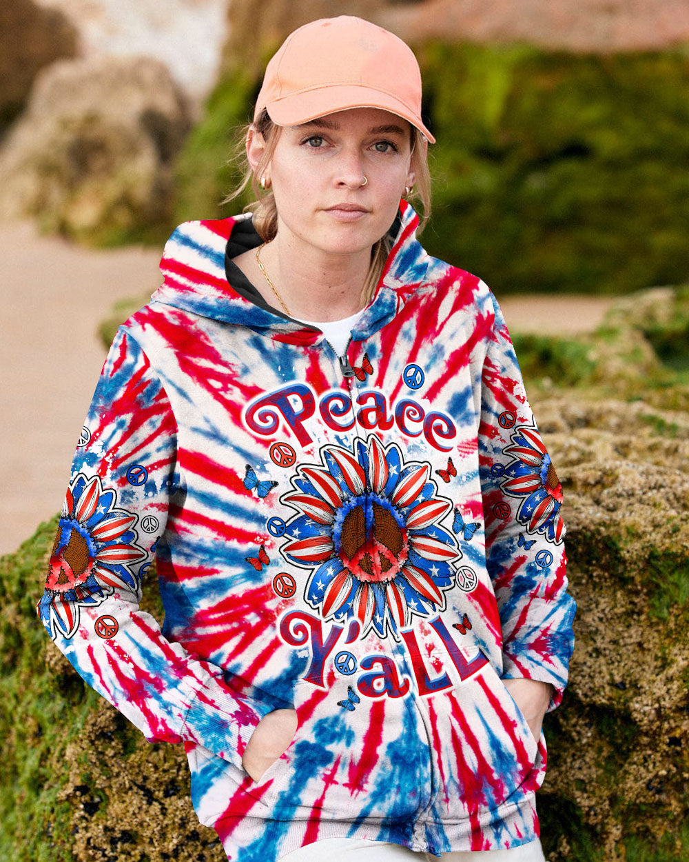 PEACE Y'ALL SUNFLOWER AMERICA TIE DYE ALL OVER PRINT - TLTW1104253