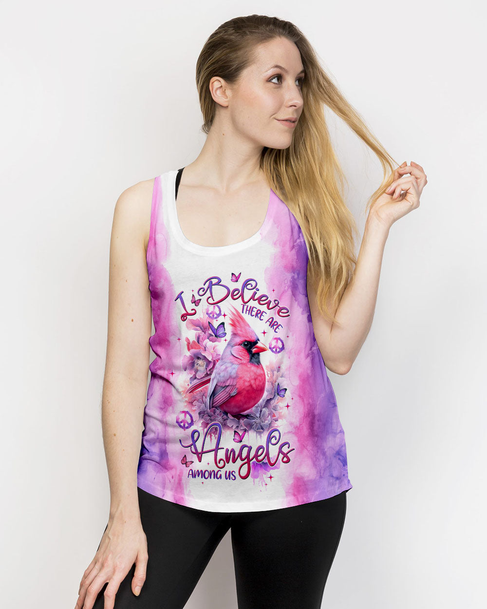 I BELIEVE THERE ARE ANGELS AMONG US CARDINAL TIE DYE ALL OVER PRINT - TLTW1108236