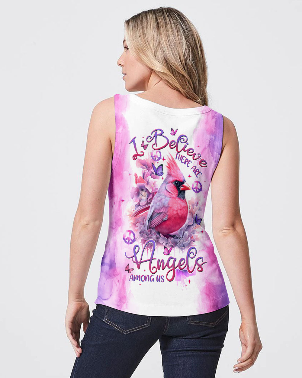 I BELIEVE THERE ARE ANGELS AMONG US CARDINAL TIE DYE ALL OVER PRINT - TLTW1108236