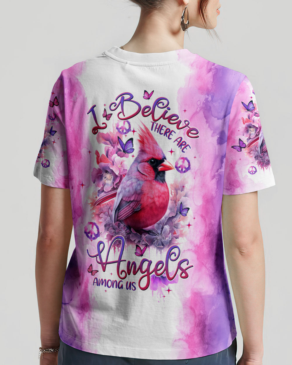 I BELIEVE THERE ARE ANGELS AMONG US CARDINAL TIE DYE ALL OVER PRINT - TLTW1108236