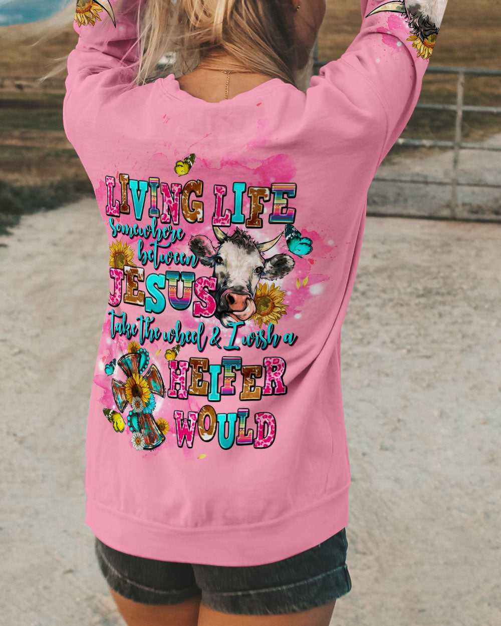 LIVING LIFE SOMEWHERE BETWEEN JESUS COW ALL OVER PRINT - TLTW1109231