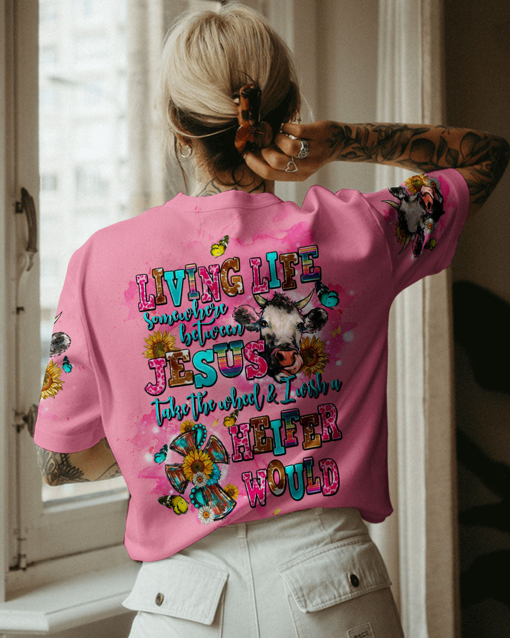 LIVING LIFE SOMEWHERE BETWEEN JESUS COW ALL OVER PRINT - TLTW1109231