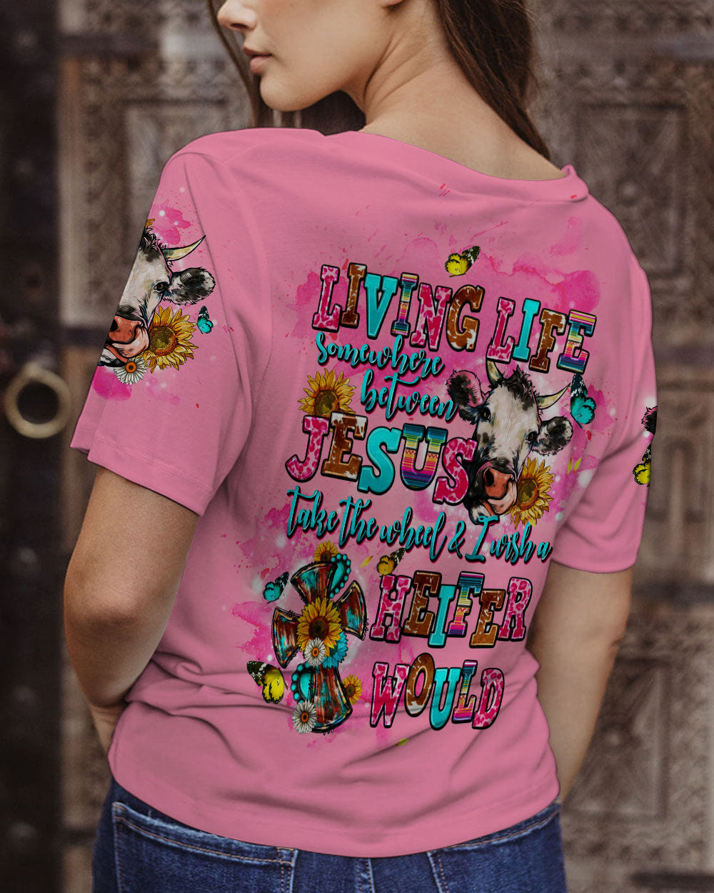LIVING LIFE SOMEWHERE BETWEEN JESUS COW ALL OVER PRINT - TLTW1109231