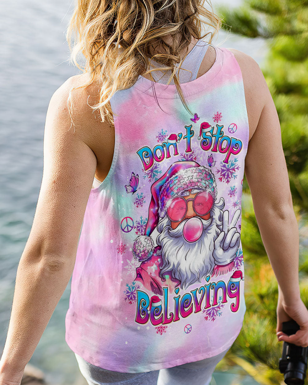 DON'T STOP BELIEVING BLOWING BUBBLE SANTA CLAUS CHRISTMAS ALL OVER PRINT - TLTW1111241