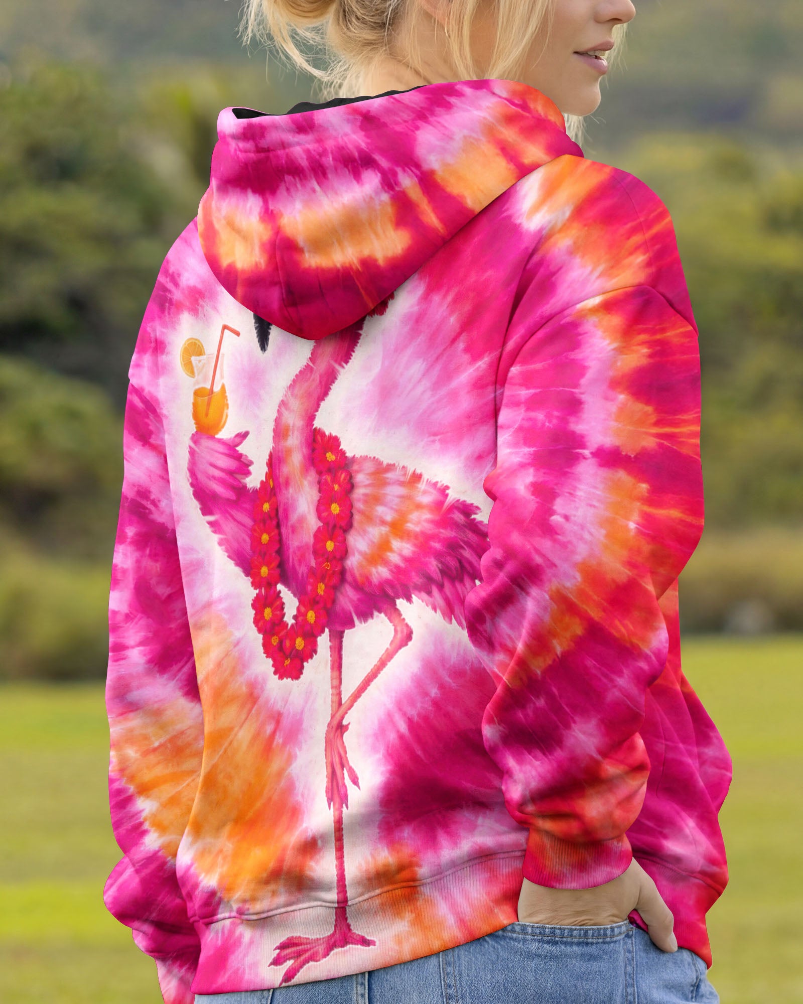 FLAMINGO DRINKING PINK SWIRL ALL OVER PRINT - TLTW1201262