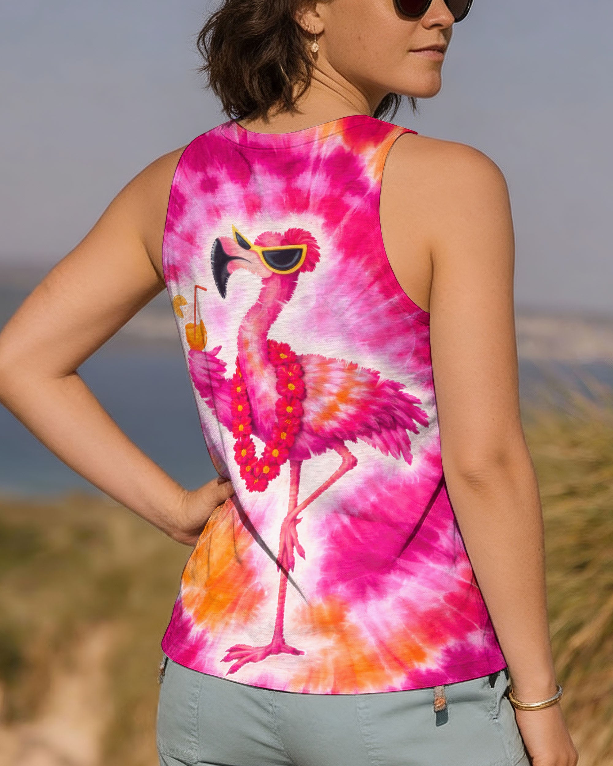 FLAMINGO DRINKING PINK SWIRL ALL OVER PRINT - TLTW1201262