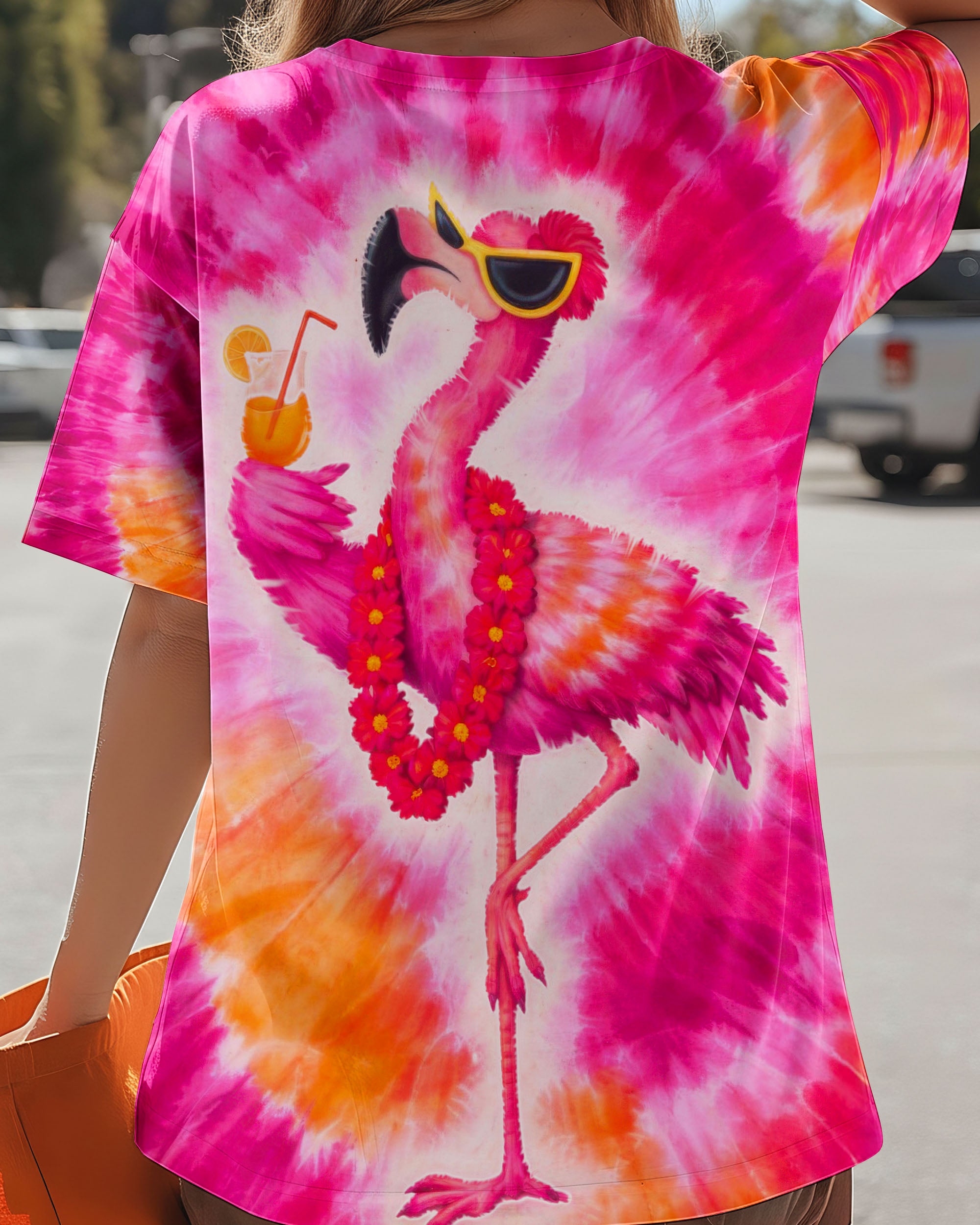 FLAMINGO DRINKING PINK SWIRL ALL OVER PRINT - TLTW1201262