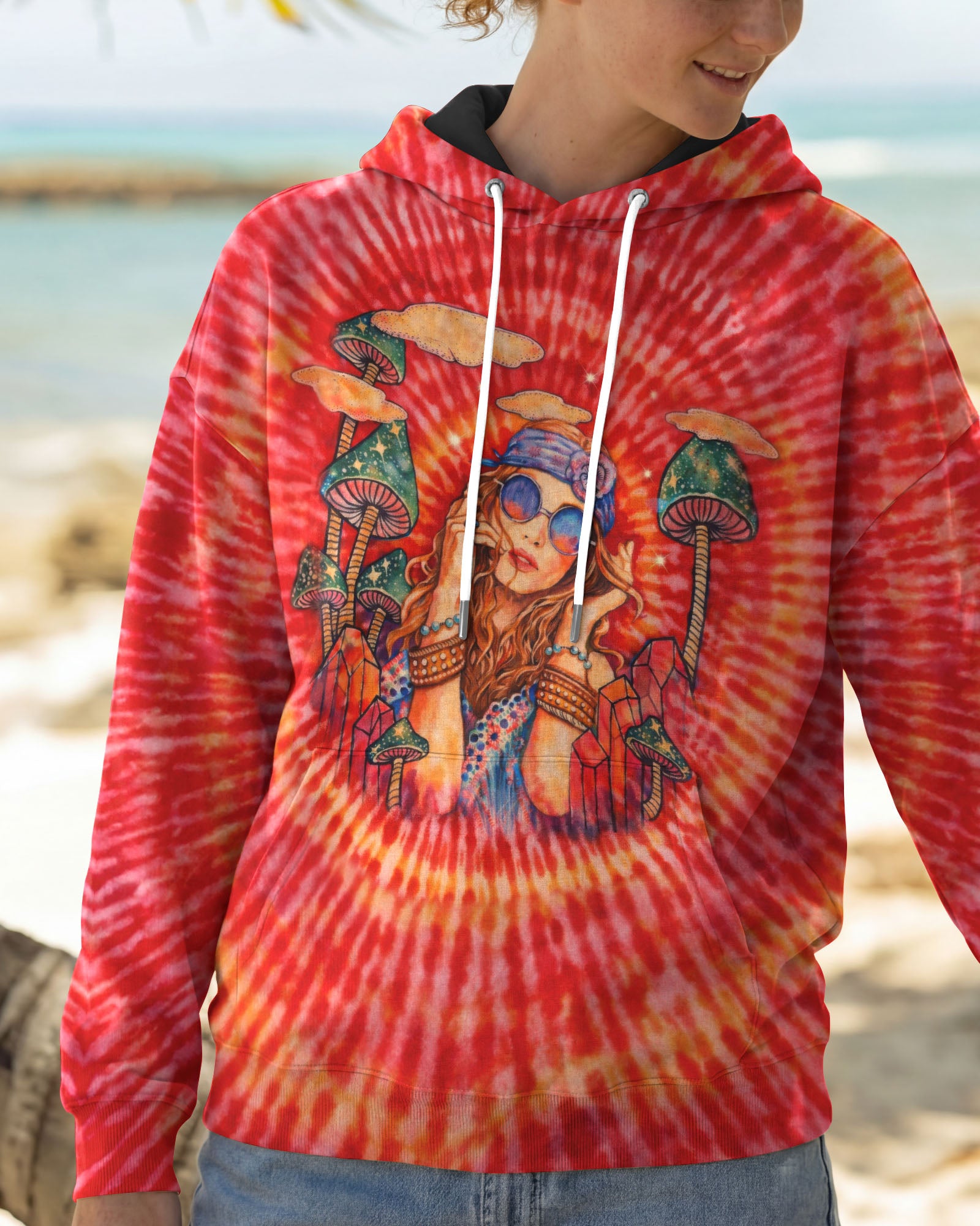HIPPIE GIRL RED & ORANGE SWIRL ALL OVER PRINT  - TLTW1202262