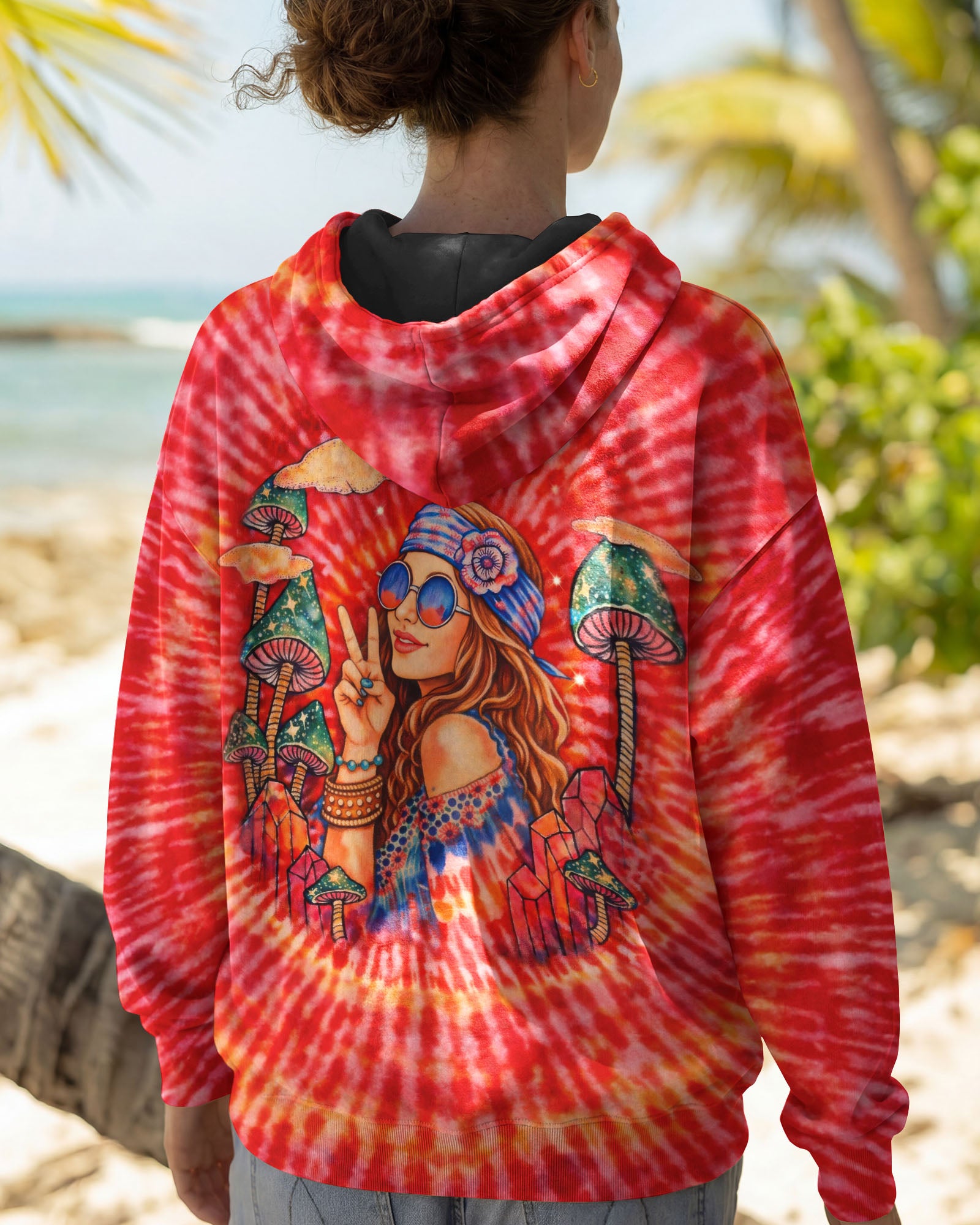 HIPPIE GIRL RED & ORANGE SWIRL ALL OVER PRINT  - TLTW1202262