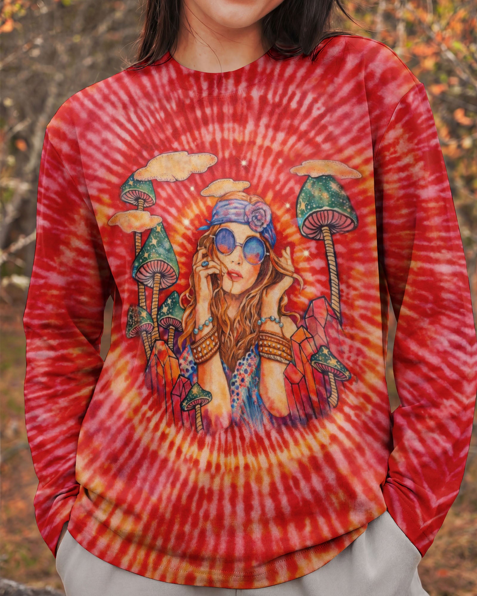 HIPPIE GIRL RED & ORANGE SWIRL ALL OVER PRINT  - TLTW1202262