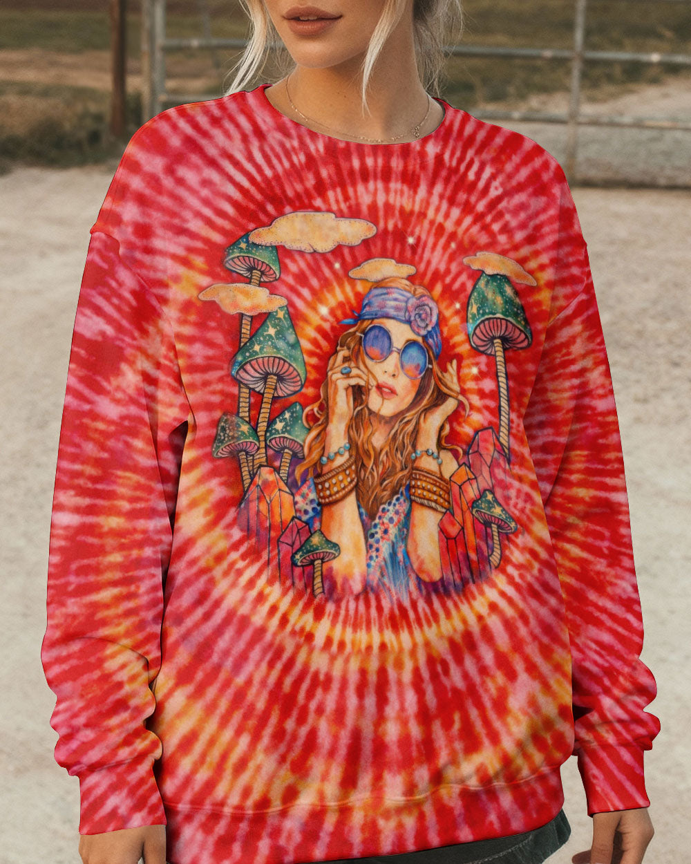 HIPPIE GIRL RED & ORANGE SWIRL ALL OVER PRINT  - TLTW1202262
