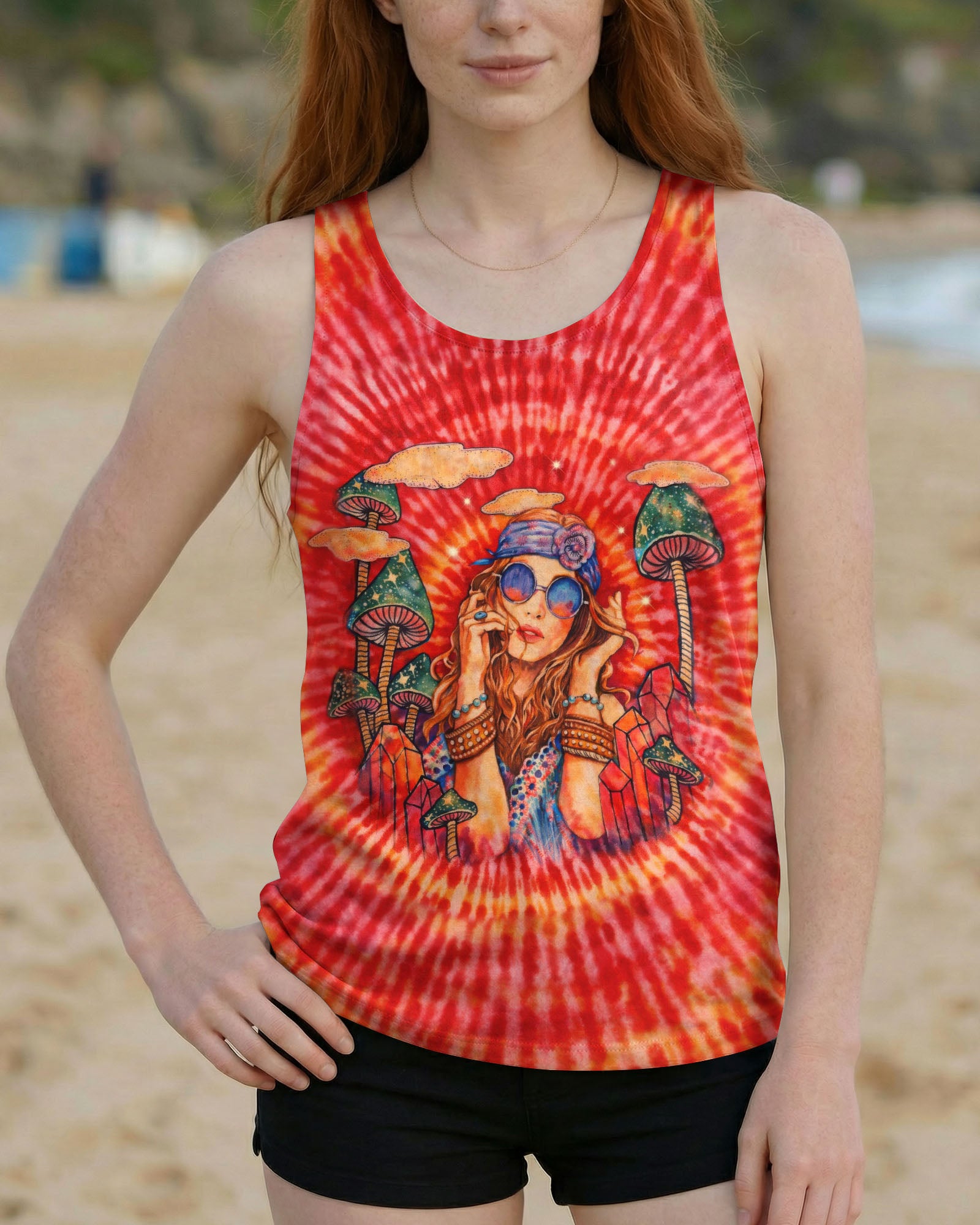 HIPPIE GIRL RED & ORANGE SWIRL ALL OVER PRINT  - TLTW1202262