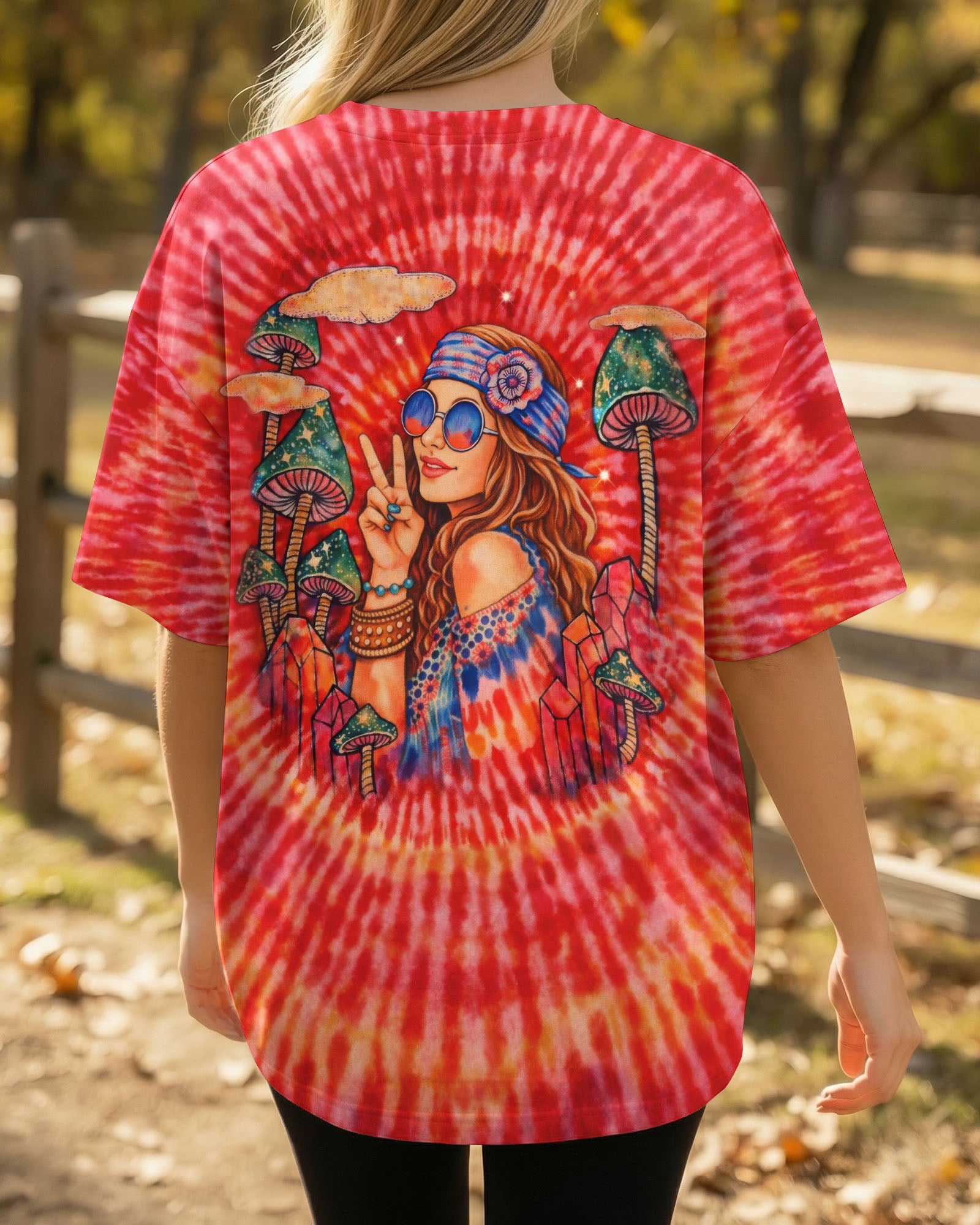 HIPPIE GIRL RED & ORANGE SWIRL ALL OVER PRINT  - TLTW1202262