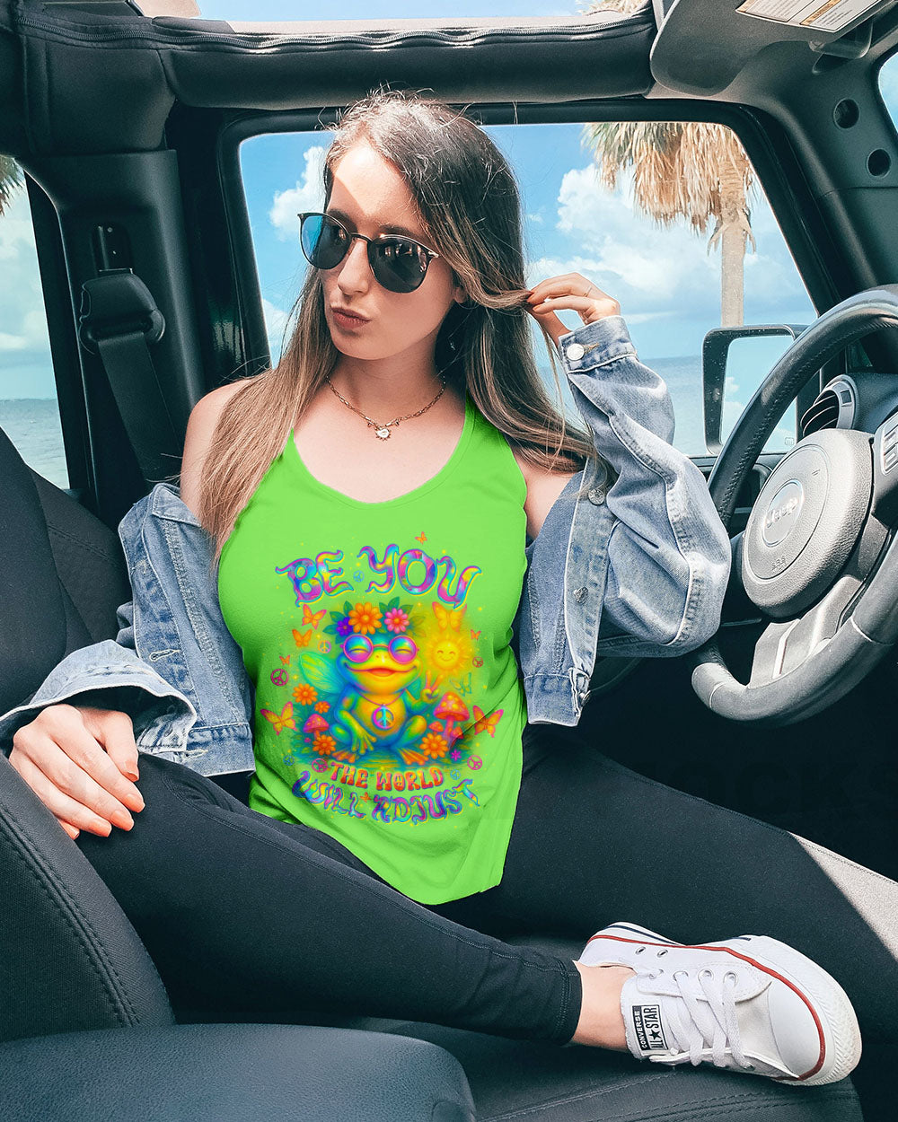 BE YOU THE WORLD WILL ADJUST FROG ALL OVER PRINT  - TLTW1204254