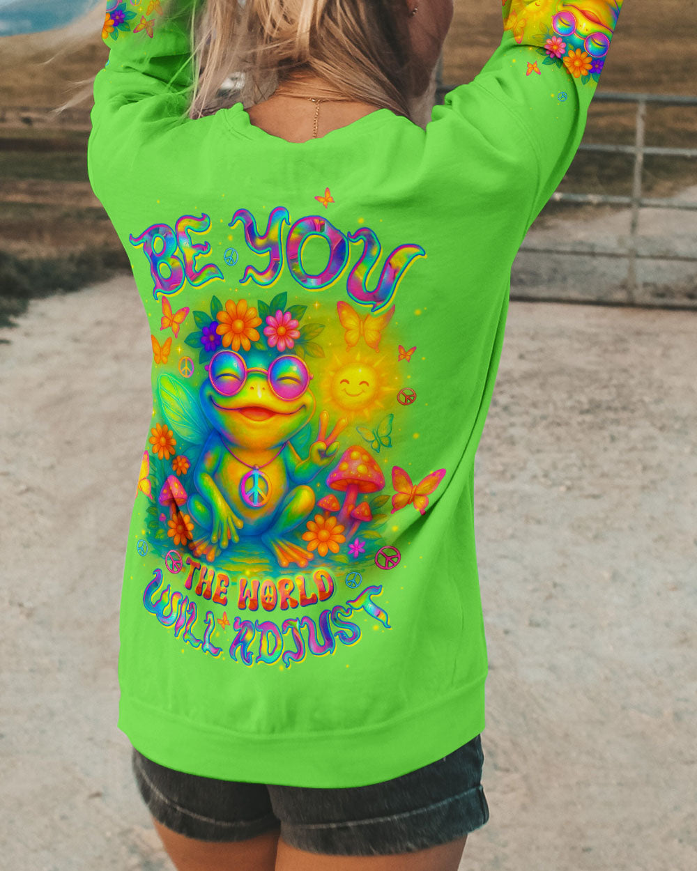 BE YOU THE WORLD WILL ADJUST FROG ALL OVER PRINT  - TLTW1204254