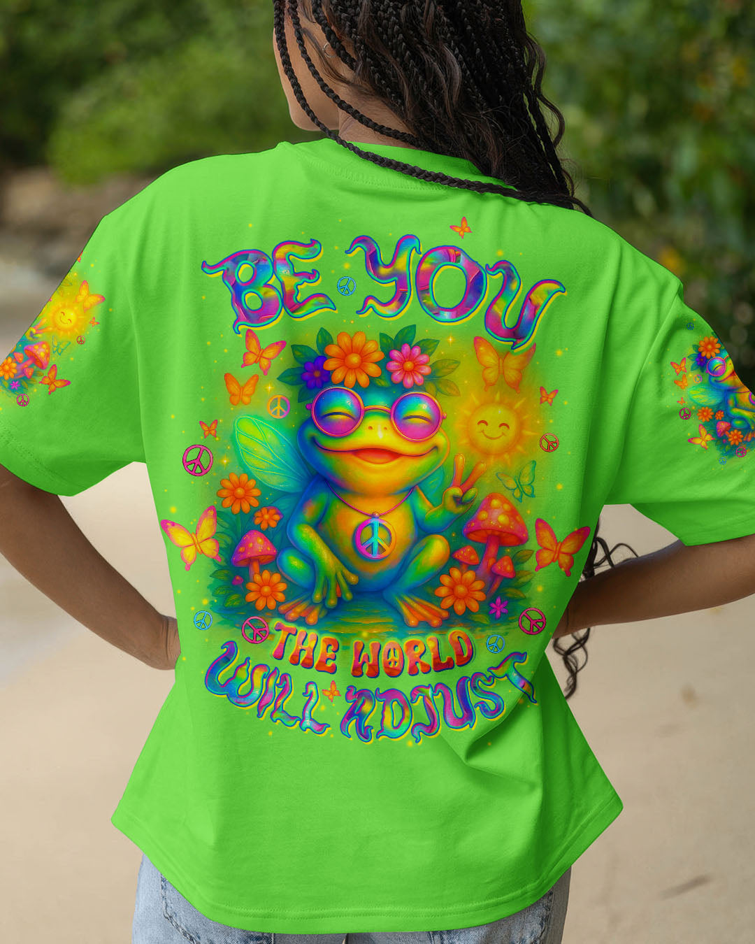 BE YOU THE WORLD WILL ADJUST FROG ALL OVER PRINT  - TLTW1204254