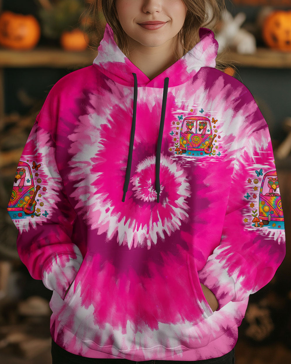 RUNNING AGAINST THE WIND FLAMINGO BUS TIE DYE  ALL OVER PRINT - TLTW1205251