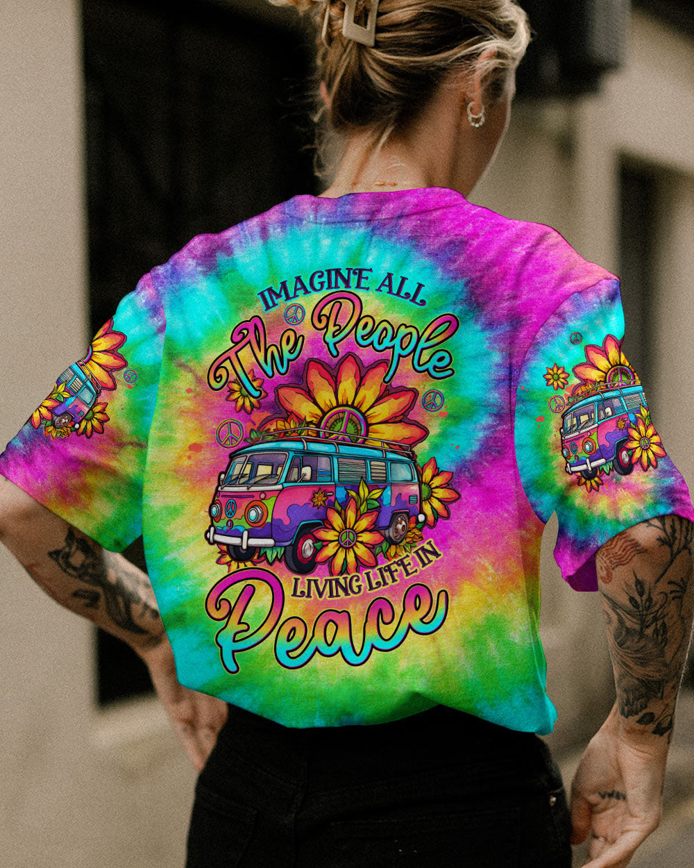 IMAGINE ALL THE PEOPLE LIVING LIFE IN PEACE TIE DYE ALL OVER PRINT - TLTW1206231