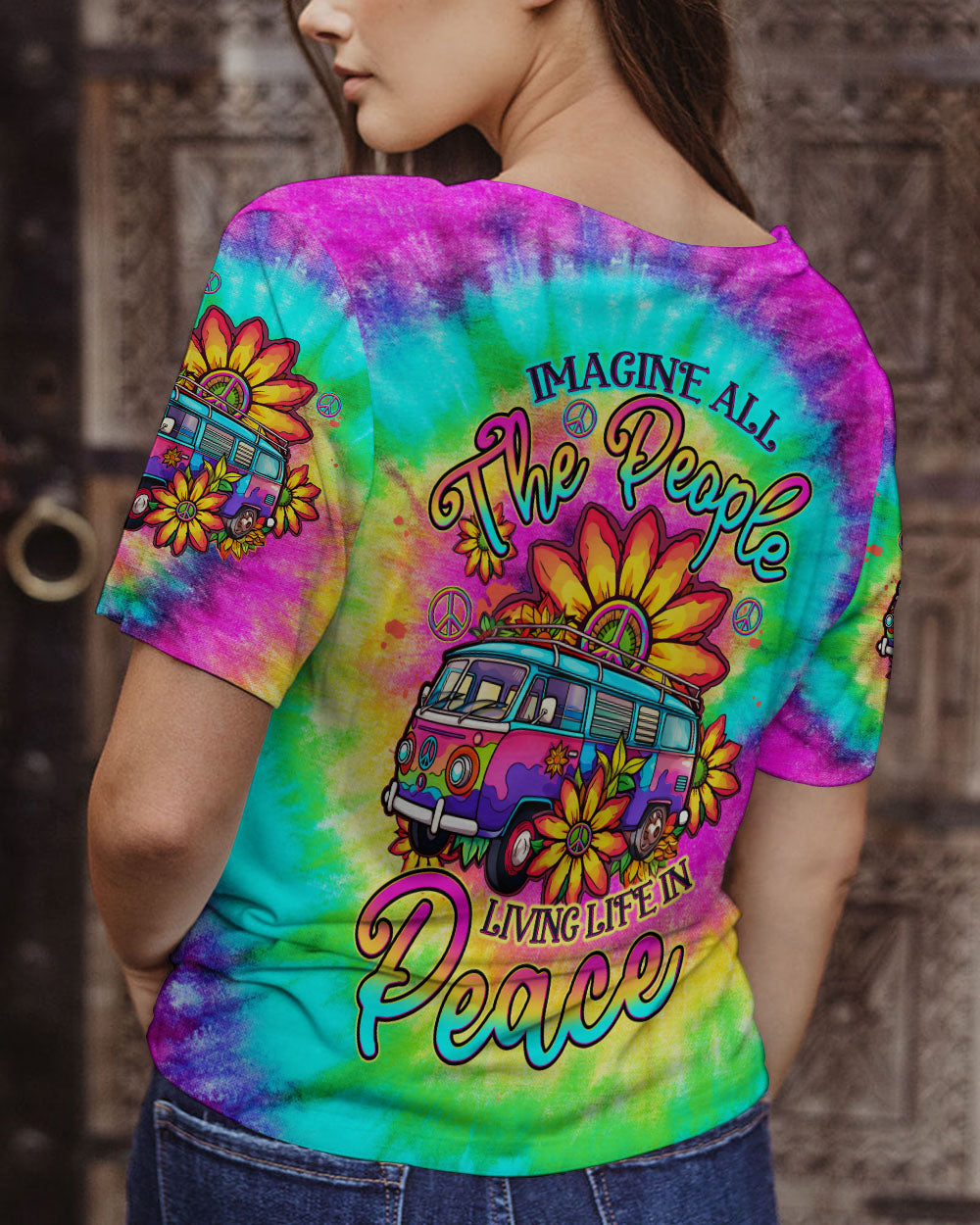 IMAGINE ALL THE PEOPLE LIVING LIFE IN PEACE TIE DYE ALL OVER PRINT - TLTW1206231