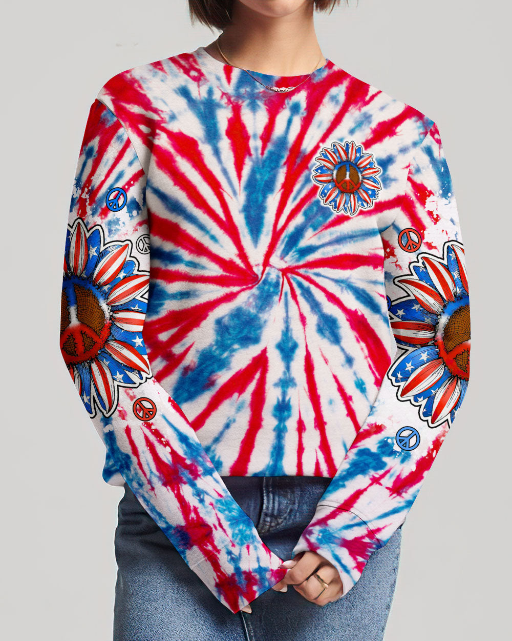 PEACE Y'ALL SUNFLOWER AMERICA TIE DYE ALL OVER PRINT - TLTW1206232