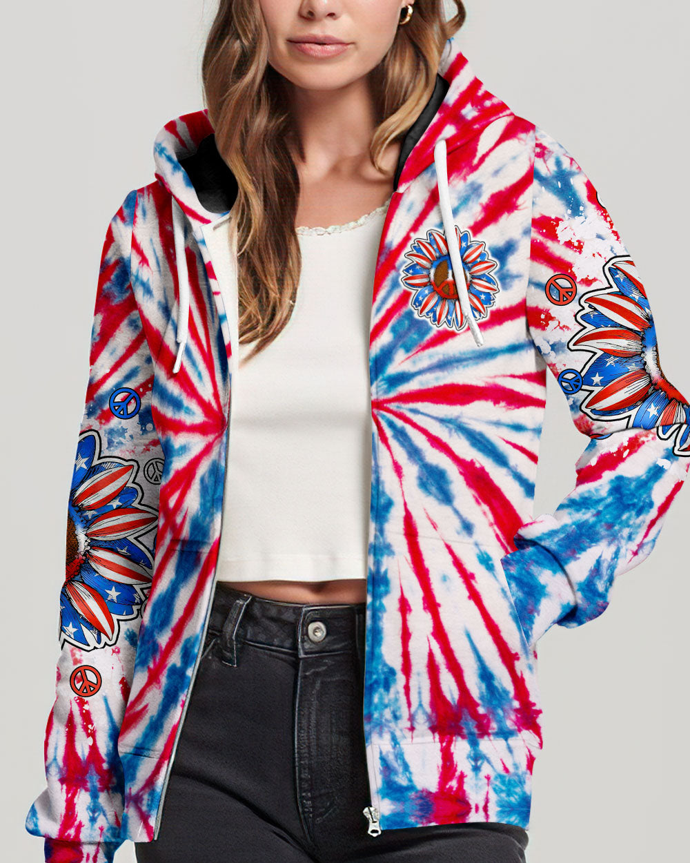 PEACE Y'ALL SUNFLOWER AMERICA TIE DYE ALL OVER PRINT - TLTW1206232