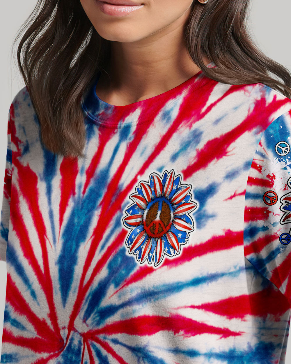 PEACE Y'ALL SUNFLOWER AMERICA TIE DYE ALL OVER PRINT - TLTW1206232