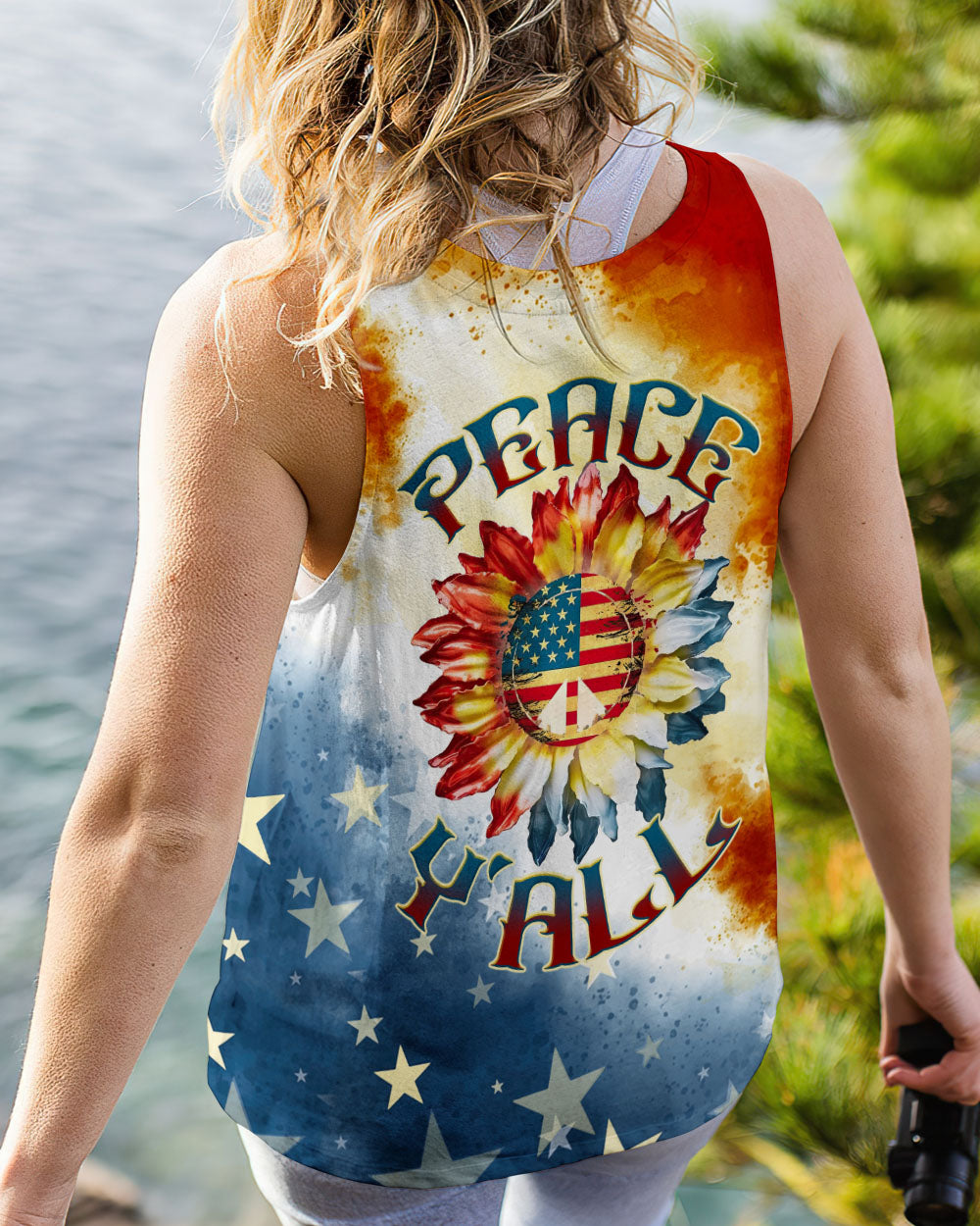 PEACE Y'ALL AMERICA SUNFLOWER ALL OVER PRINT - TLTW1207232