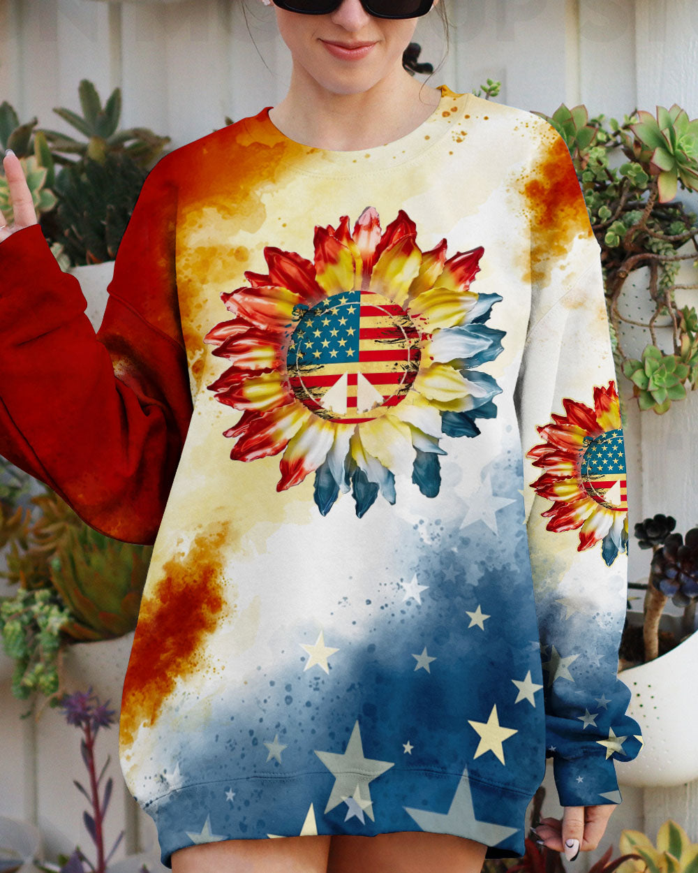 PEACE Y'ALL AMERICA SUNFLOWER ALL OVER PRINT - TLTW1207232