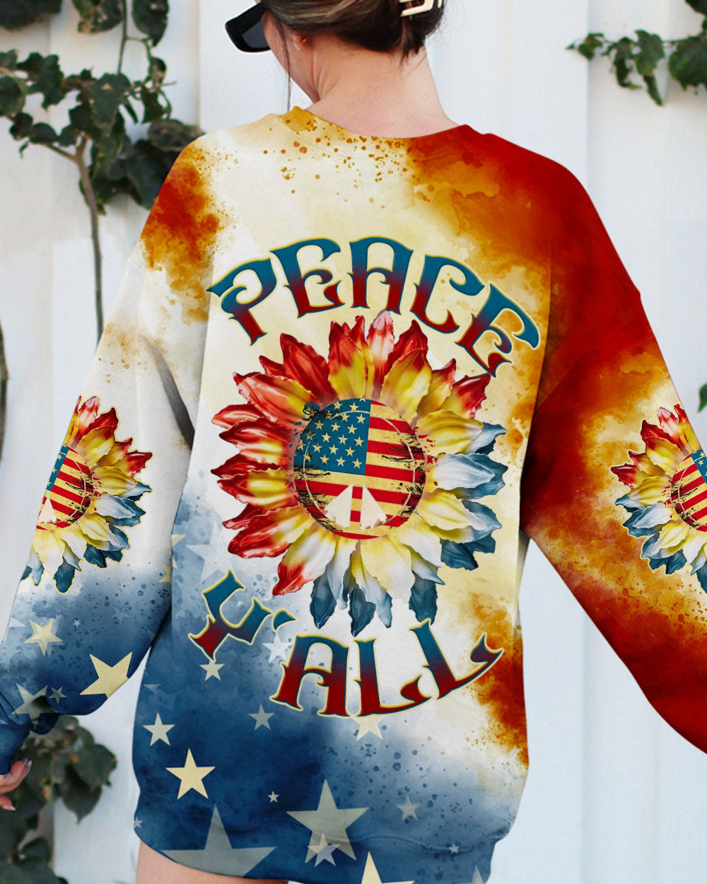 PEACE Y'ALL AMERICA SUNFLOWER ALL OVER PRINT - TLTW1207232