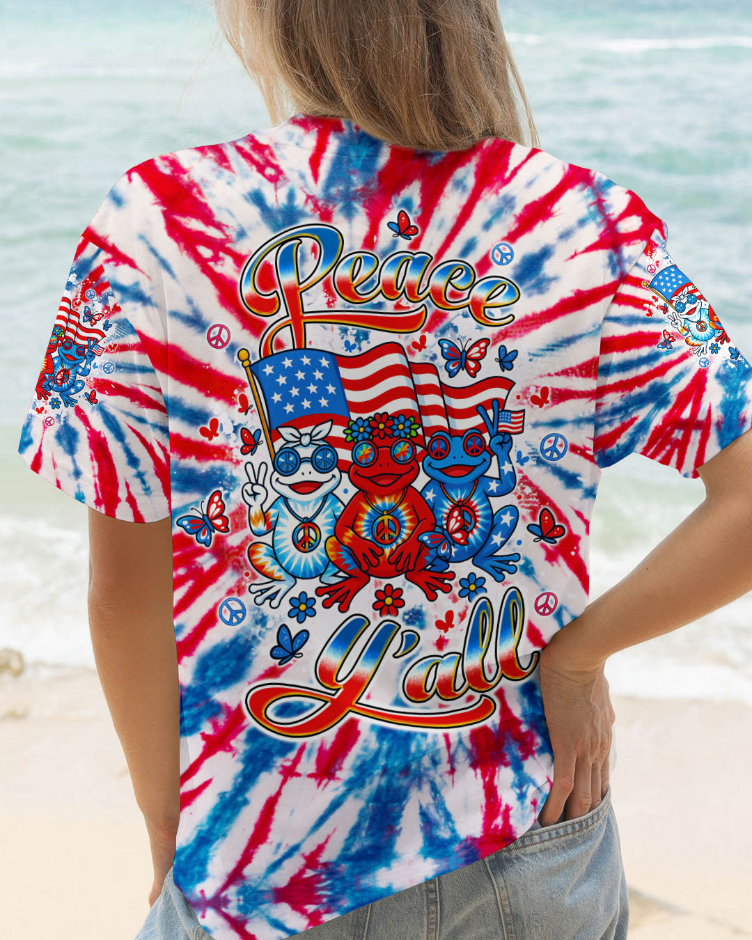 PEACE Y'ALL TIE DYE FROG ALL OVER PRINT - TLTW1305251