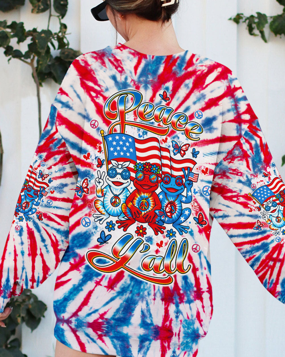 PEACE Y'ALL TIE DYE FROG ALL OVER PRINT - TLTW1305251