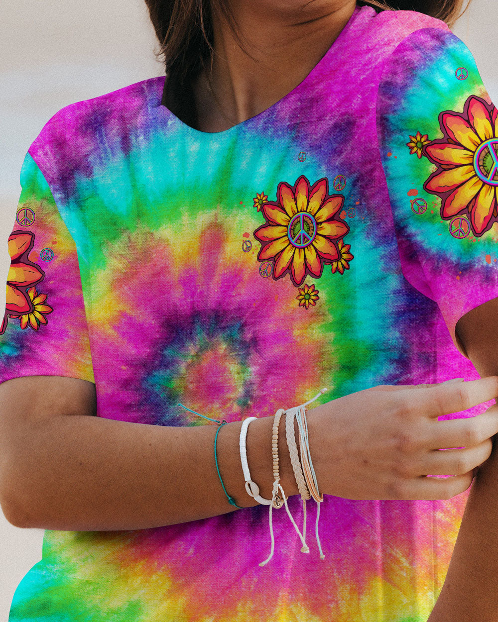 PEACE Y'ALL TIE DYE SUNFLOWER ALL OVER PRINT - TLTW1306231