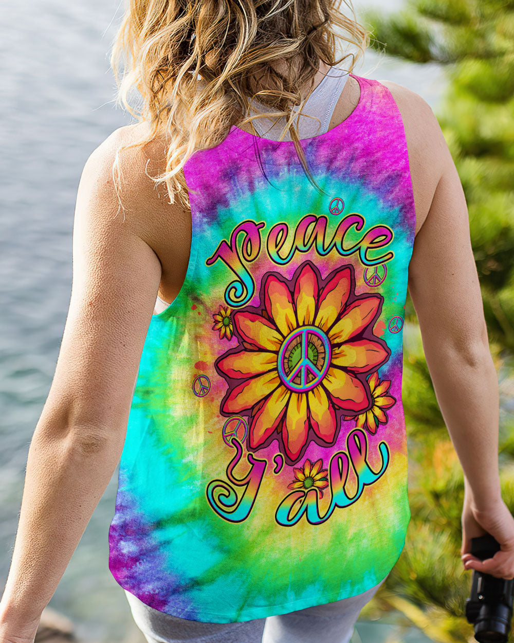 PEACE Y'ALL TIE DYE SUNFLOWER ALL OVER PRINT - TLTW1306231