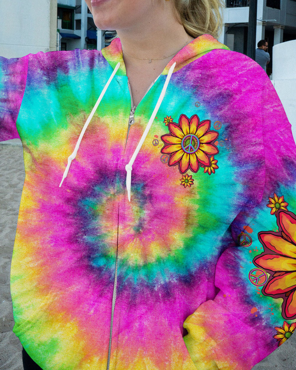 PEACE Y'ALL TIE DYE SUNFLOWER ALL OVER PRINT - TLTW1306231