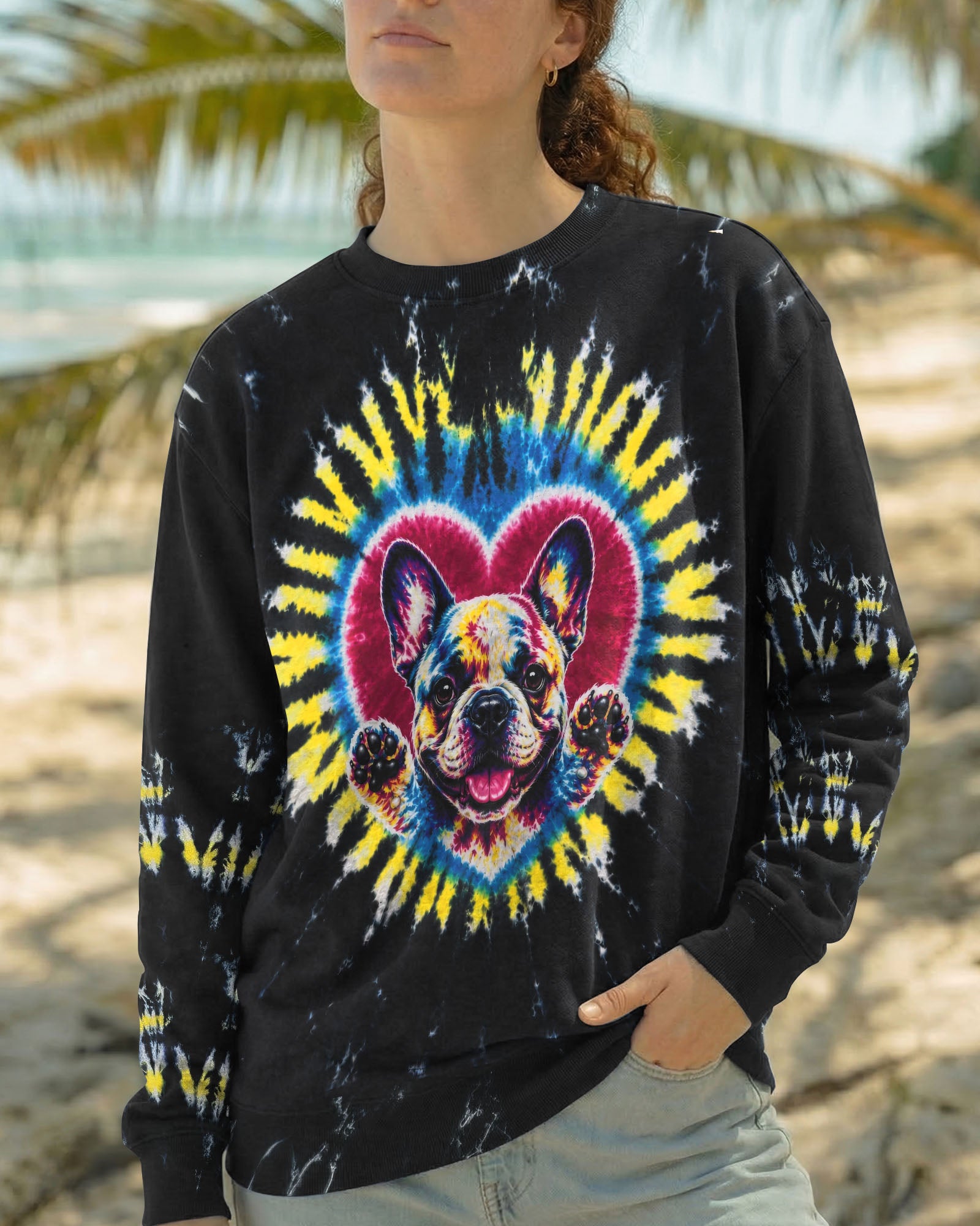 FRENCH BULLDOG HEART SWIRL ALL OVER PRINT  - TLTW1405262