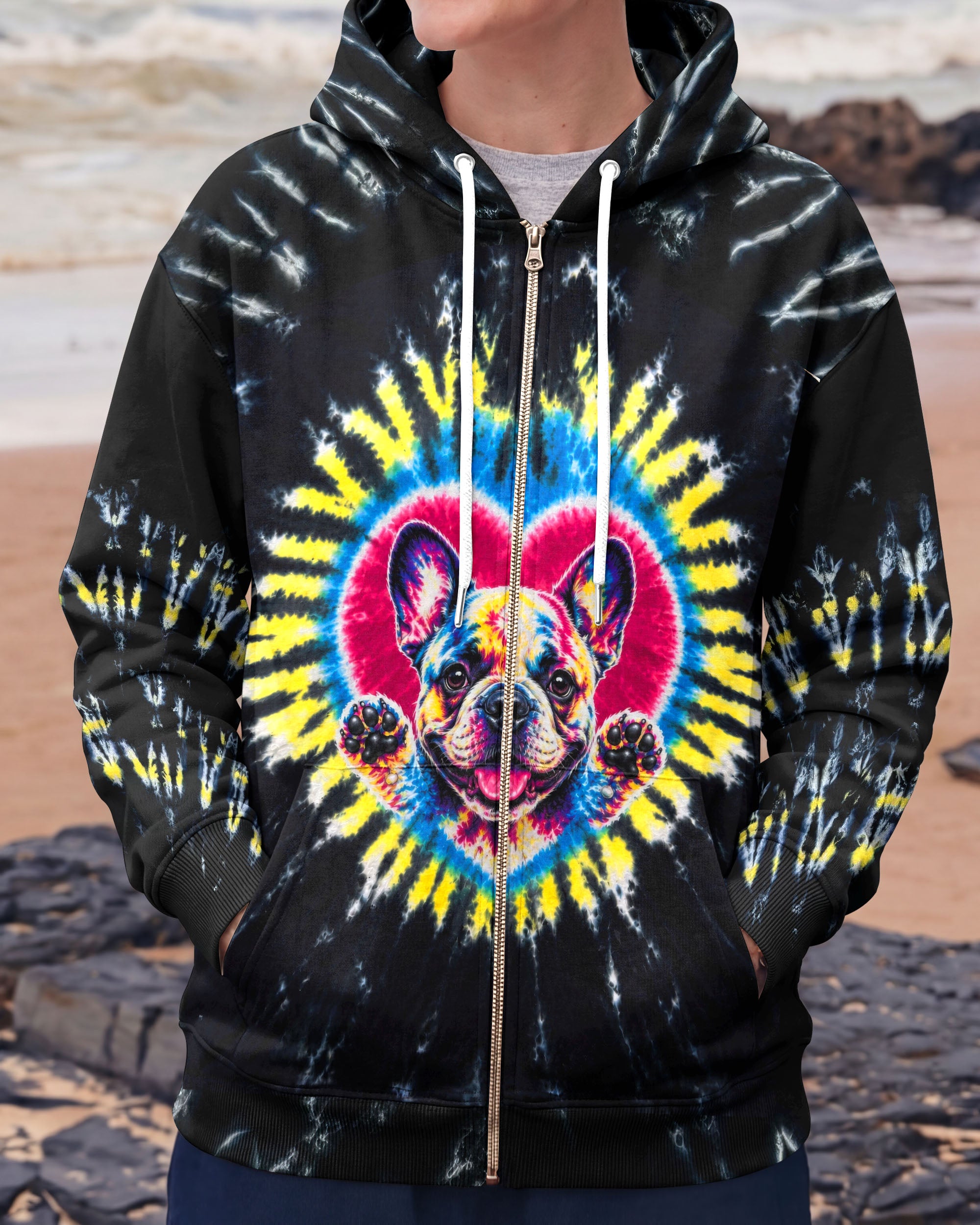 FRENCH BULLDOG HEART SWIRL ALL OVER PRINT  - TLTW1405262