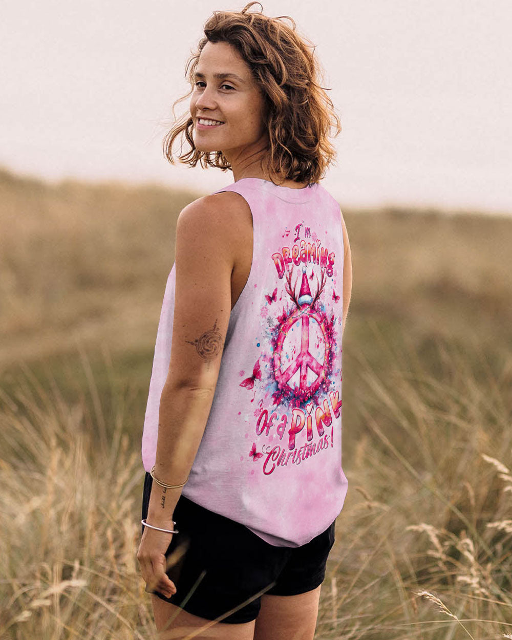 PINK CHRISTMAS PEACE SYMBOL ALL OVER PRINT - TLTW1410242