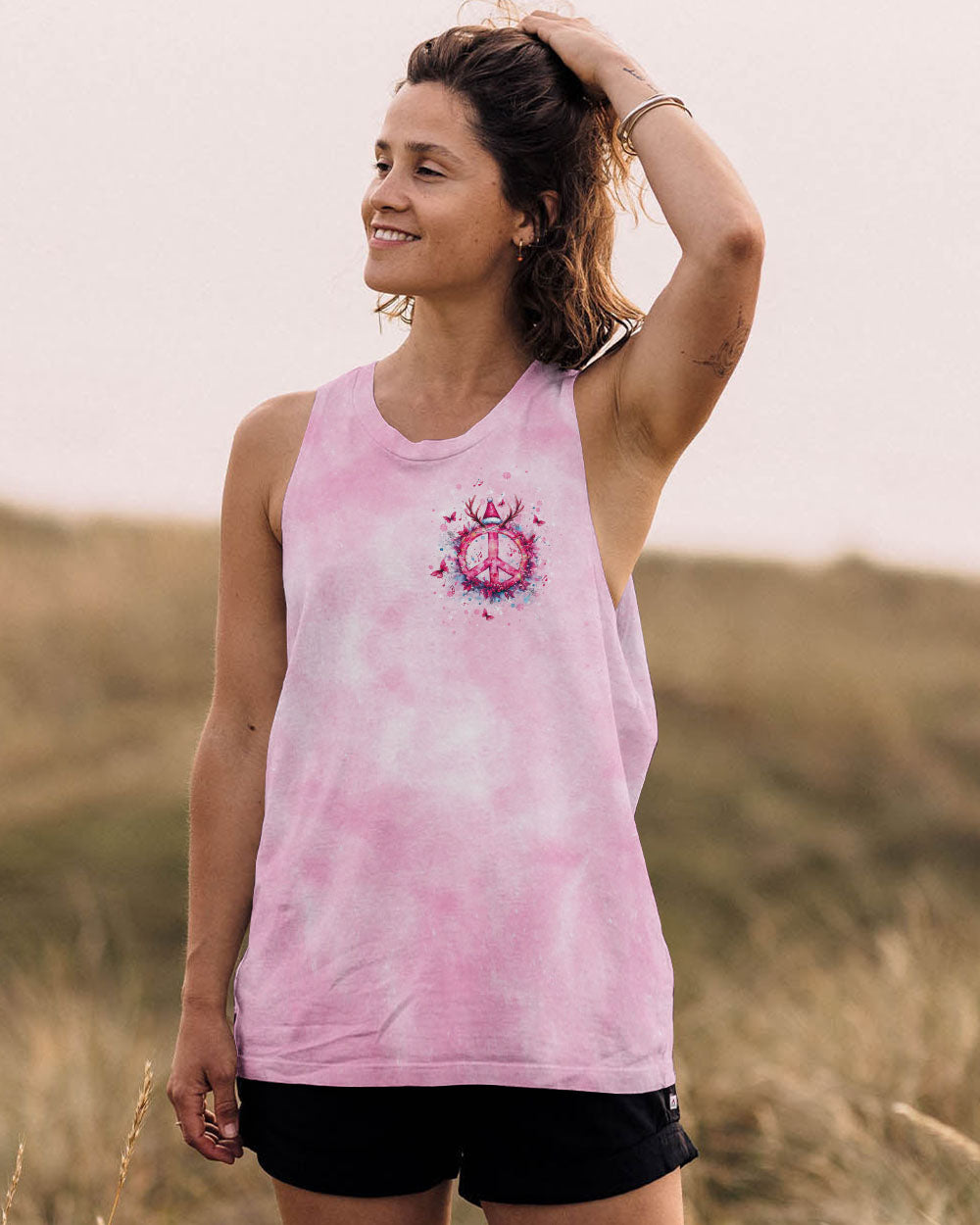 PINK CHRISTMAS PEACE SYMBOL ALL OVER PRINT - TLTW1410242