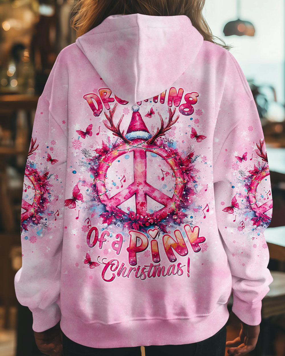 PINK CHRISTMAS PEACE SYMBOL ALL OVER PRINT - TLTW1410242