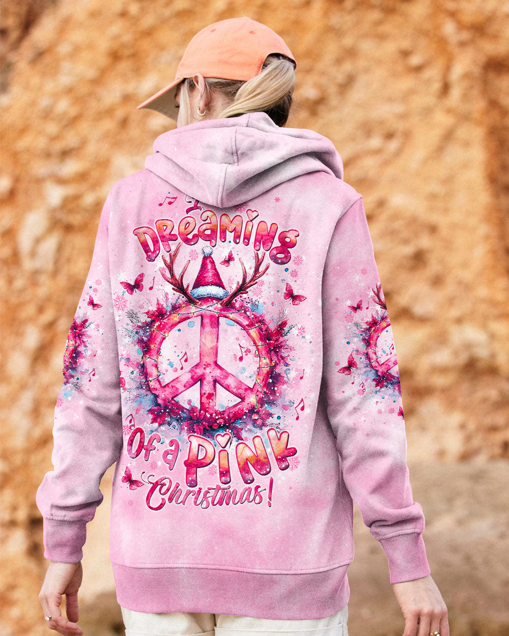 PINK CHRISTMAS PEACE SYMBOL ALL OVER PRINT - TLTW1410242