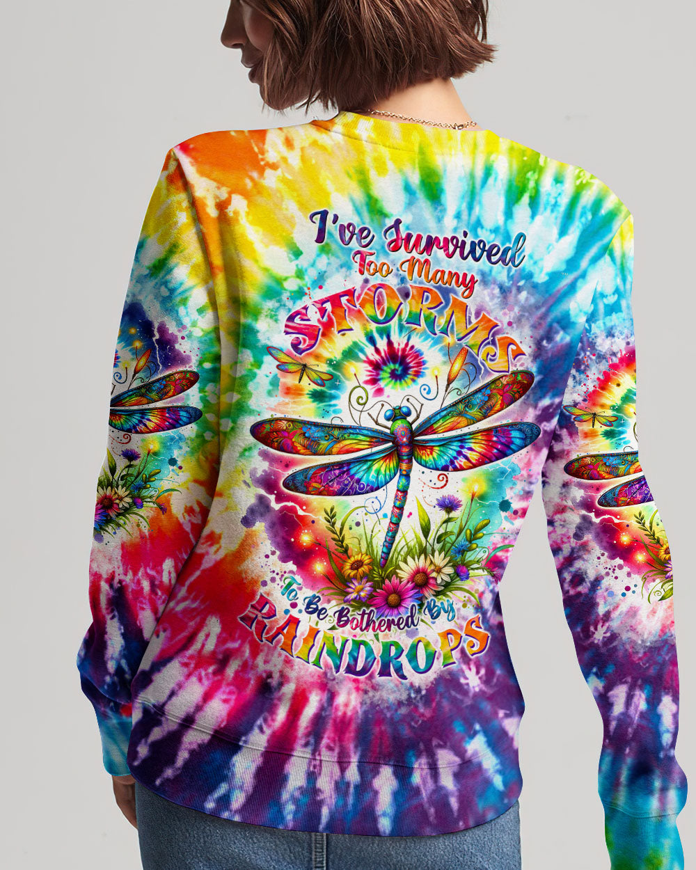 I'VE SURVIVED TOO MANY STORMS DRAGONFLY TIE DYE ALL OVER PRINT - TLTW1412233