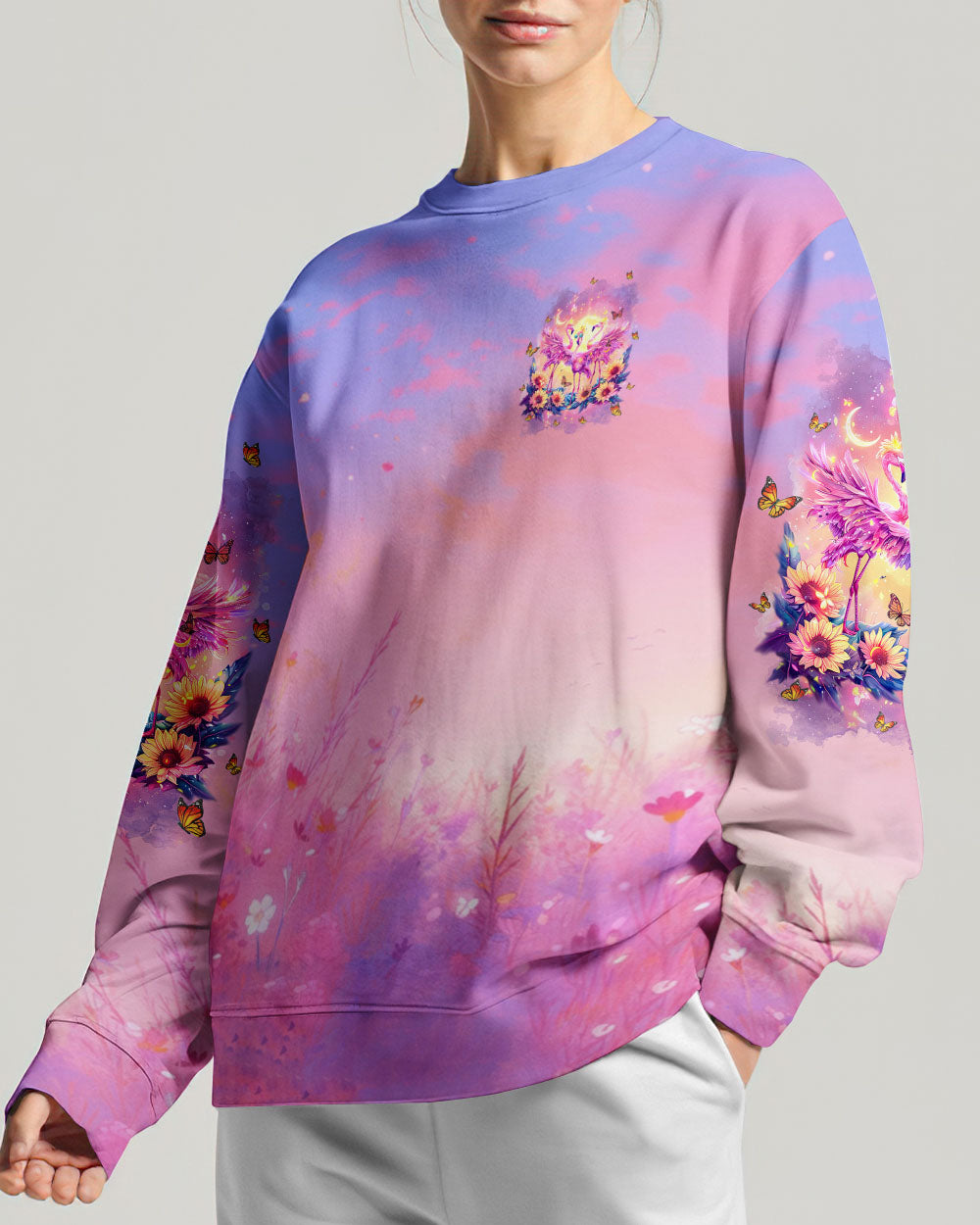BE YOU THE WORLD WILL ADJUST FLAMINGO ALL OVER PRINT - TLTW1504244